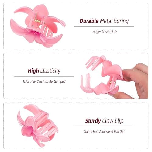 Apprise Deals hair clips,6 Pcs Flower Hair Clip,Nonslip Flower Claw Clips claw clips for thick hair Strong Hold Hawaiian Claw Clip for Medium Thick Hair Claw Clips for Women and Girls thumbnail 3
