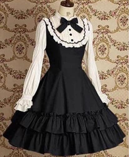 Klassisches Gothic-Lolita-Kleid für Damen, langärmelig, mehrlagig, Halloween, Cosplay-Kleid thumbnail 2