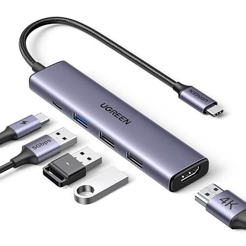UGREEN USB C Hub 5 in 1 Multiport Adapter Revodok 105 4K HDMI, 100W Power Delivery, 3 USB-A Data Ports, USB C Dongle for MacBook Pro/Air, iPad Pro, iMac, iPhone 16 Pro/Pro Max, XPS, Thinkpad - Image 1