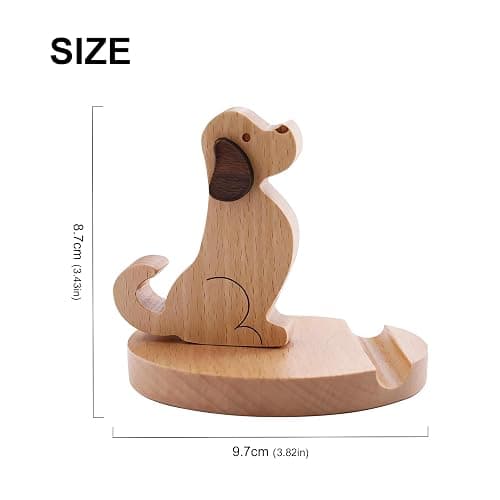 DYOUen Wooden Phone Holder Cute Dog Cellphone Cartoon Animal Cell Stand Creative Desk Ornament Universal Compatible thumbnail 2