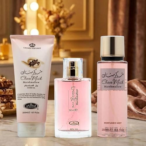 Al-Rehab Choco Musk Marshmallow 3-Piece Gift Set – Eau de Parfum 50ml + Shower Gel 200ml + Body Mist 250ml – Sweet Strawberry & Marshmallow Unisex Collection thumbnail 5