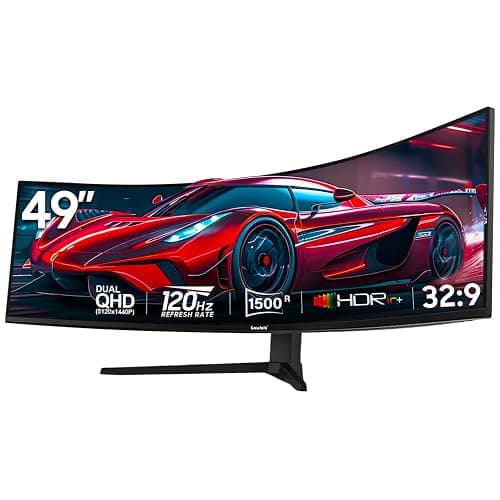 Gawfolk 49 Inch Curved Gaming Monitor,1500R PC Screen 120hz DQHD 5120x1440, Computer Screen for Home Office Business, DP, HDMI, Support Wall Mount 100x100mm - Image 1