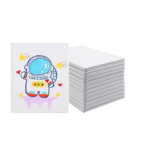 zmybcpack 12 Pack Small White Hardcover Blank Book 4.3x5.5 inch, Hardcover Blank Book for Kid to Write Stories, Draw Sketchbooks (White, 22 Sheets/ 44 Pages Each - Image 1