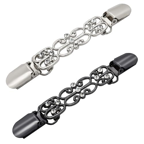 Frutain 2 Pcs Dress Waist Clip for Shawl Cardigan Sweater Clothes Pant Tightener（Black and Sliver - Image 1