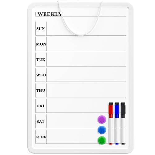 MaxGear Weekly Dry Erase Calendar Board, 11" x 17" Magnetic Whiteboard | Double-Sided Wall Planner: Weekly Calendar on One Side, Blank Whiteboard on The Other, Includes 3 Color Markers and Magnets - Image 1