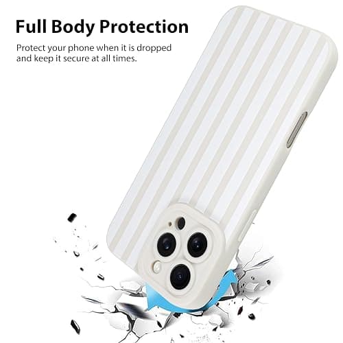 KANGHAR Compatible with iPhone 16 Pro Case, Silicone Stripes Cute Pattern, Camera Protection Soft Slim Phone Case for Phone Case -White thumbnail 2
