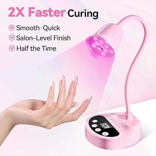 Makartt Cordless Flash Cure UV Nail Lamp for Gel Nails Adjustable Gooseneck | 50 mW/cm² Rechargeable UV Light with Auto Sensor & 4 Timers for Better Gel Curing at Home, Salon or Travel, Pink thumbnail 4