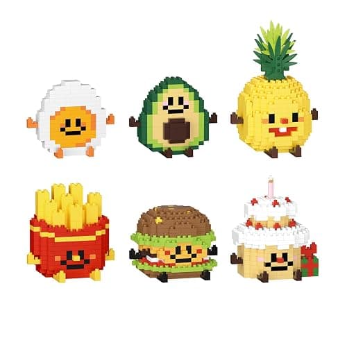 HIGH GODO Mini Food Party Favors Building Sets, Egg, Fruit & Cake Building Blocks Model Kits, Goodie Bag Stuffers, Classroom Small Prize Toys Gifts for Adults, Teens Age 14+ (6 Pack) - Image 1