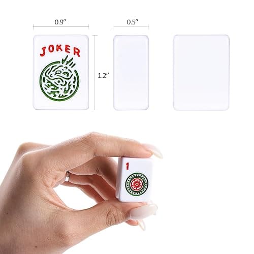 Majolicia American Mahjong Tile Set Complete, 166 White Tiles with Accessories, 4 Mahjong Racks with Pushers, Mahjong Set with Blue Carrying Bag for Beginners (Ma Jong, Mah-Jongg) thumbnail 3