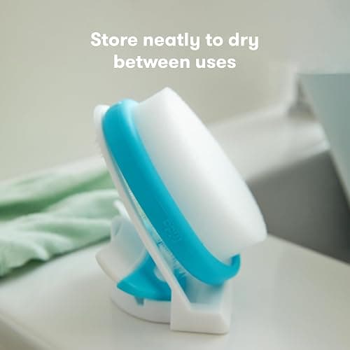 Frida Baby The 3-Step Cradle Cap System, DermaFrida The FlakeFixer, Sponge, Brush, Comb and Storage Stand for Babies with Cradle Cap, White-Blue thumbnail 5