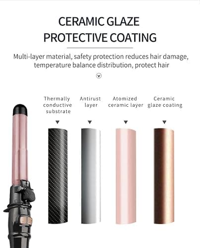 SKERTS Rotary Curler, 1 inch, User-Friendly Curler for Smoothing Curl Control, Dual Voltage, Automatic Shutdown, Automatic Rotating Curling Iron, Rose Gold thumbnail 3