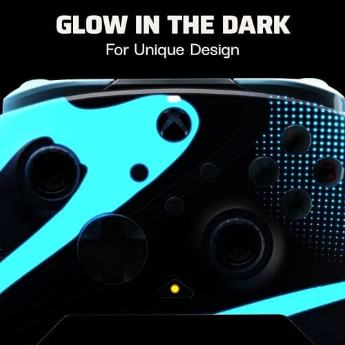 PDP Gaming REMATCH GLOW Enhanced Wired Controller: Licensed Xbox Series X|S Gamepad, Xbox One, Windows PC, Mappable Back Buttons, Audio Controls, Customizable Companion App: Blue Tide Glow in the Dark thumbnail 6