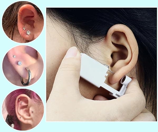 VitaCool Ear Piercing Kit Disposable Ear Cartilage Piercing Gun Kit with Sterile CZ Studs Easy and Safe Earring Self for Yourself Use at Home(Gold Mixed Patterns 3mm) thumbnail 5
