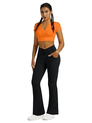 Yoga Pants for Women Flare Leggings with Pockets Crossover Yoga Leggings | Soft thumbnail 7