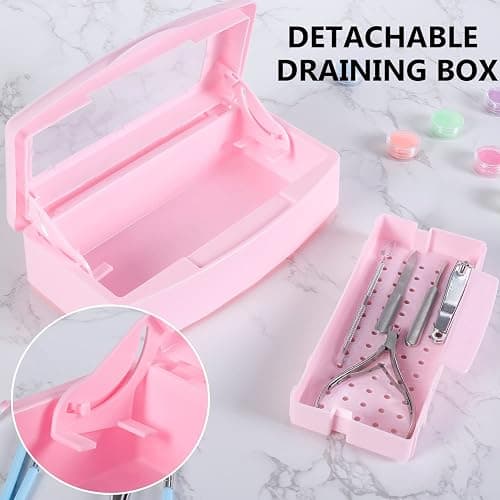 Machine-Ya Plastic Sterilizing Tray,Sterilization Box,Nail Art Tool Sterilizer Tray, Sterilizer Tray Box Nail Art Salon Sterilizing Too（Pink） - pink thumbnail 6