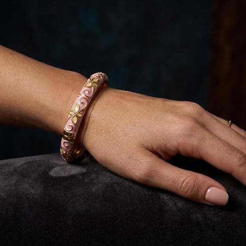 sunglnl Cloisonne Bracelet For Women, 4 Petals of Flower Shaped Enamel Bling Chunky Bangle Trendy Cute Colorful Gold Plated Vintage Bracelets Stackable Wife Jewelry Friendship Gift thumbnail 2