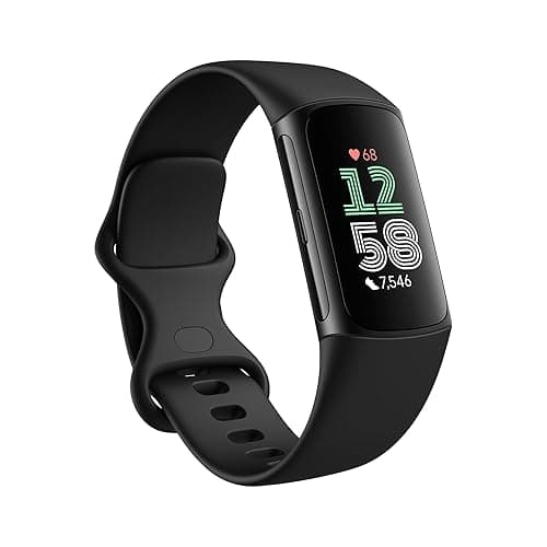 Fitbit Charge 6 Fitness Tracker with Google apps, Heart Rate on Exercise Equipment, 6-Months Premium Membership Included, GPS, Health Tools and More, Obsidian/Black, One Size (S & L Bands Included) - Image 1