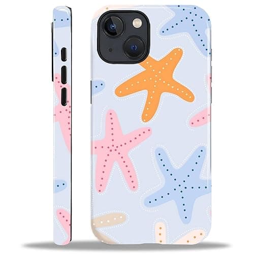 COTAIL Case Designed for iPhone 13 14, Hybrid 2-Layer Case, Military-Grade Protection Durable Shockproof Anti-Scratch Phone Case, Colorful Starfish - Image 1