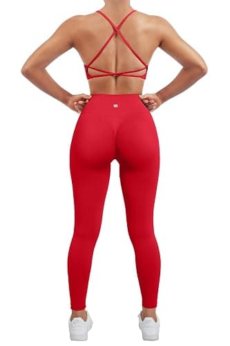 SUUKSESS Women Seamless Workout Sets Strappy Sports Bra High Waist Booty Leggings Outfits - Image 1