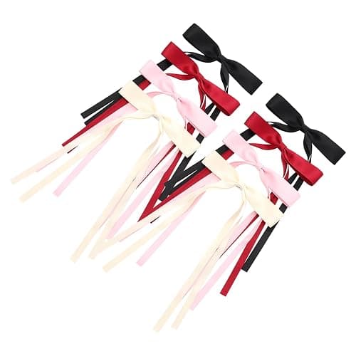 Hair Bows for Women,Ribbon Hair Bows With Long Tail,Hair bow clips Hair Barrettes for Women Accessories (Black, Beige, Pink, Red) thumbnail 7