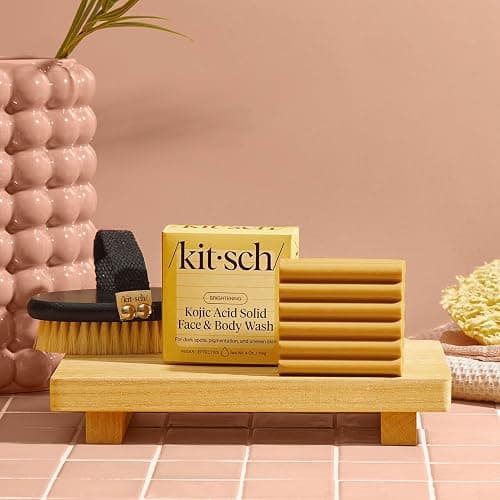 Kitsch Kojic Acid Soap – Turmeric Soap Bar with Hyaluronic Acid & Shea Butter – Brightening & Hydrating Body Wash & Face Wash for Dark Spots, Even Skin Tone & Natural Glow - Made in USA - 4 oz thumbnail 6