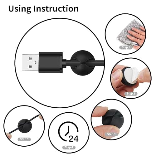 Flezoo Cord Holder Cable Clips, 12PCS Black Adhesive Cord Organizer Charger Holder Wire Management Keeper for Nightstand, Desk, Office or Mouse - Black thumbnail 7