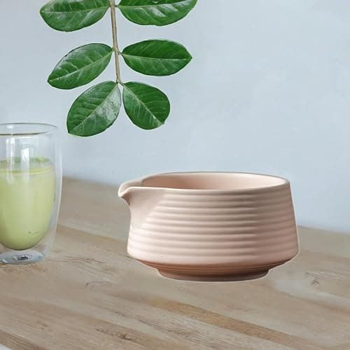 Yajuyi Japanese Matcha Bowl Handmade Matcha Ceremony Matcha Cup with Spout for Restaurant, Pink thumbnail 2