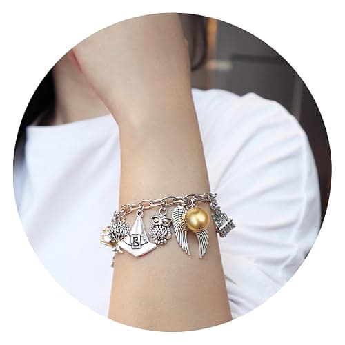 Fancy Space Wizard Charm Bracelet for Girls and Women - Adjustable Silver Magic Jewelry with Charms - Birthday Graduation Gifts for Daughter, Granddaughter, Niece, Classmate thumbnail 2