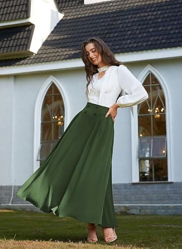 Scarlet Darkness Victorian Skirts for Women Renaissance High Waisted Long Skirt with Pockets thumbnail 6