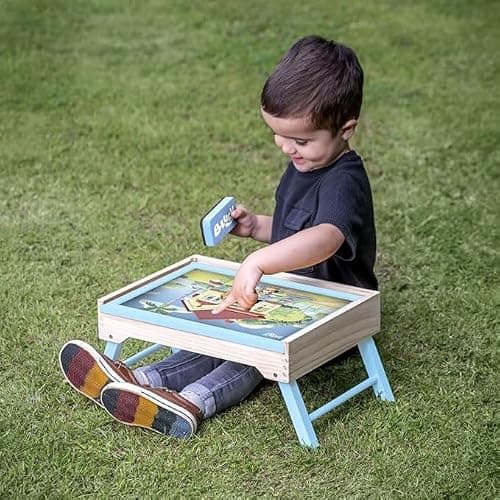 Bluey Art Creation Kids Art Station with 100 Magnets & Whiteboard Lid, Foldable Legs, Art Table for Kids, Storage Pockets thumbnail 2
