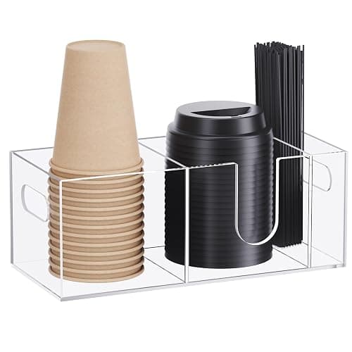 KZLCAKK Acrylic Coffee Cup Holder for Countertop, Coffee Bar Accessories and Organizer - Coffe Station Organizer for Cup Lid Stirrers Pod - Image 1