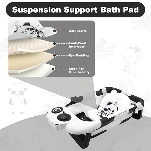 Collapsible Baby Bath Tub with Thermometer & Soft Cushion, Foldable Baby Bathtub Newborn to Toddler 0-36 Months, Portable Travel Bathtub Baby with Drain Plug, Save Space thumbnail 6
