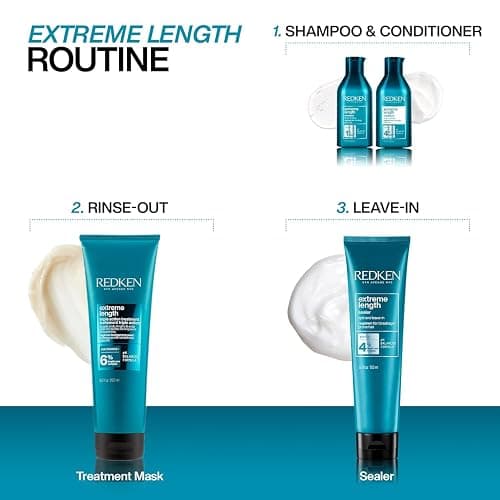 Redken Extreme Length Biotin Conditioner For Longer Hair – Promotes Healthy Hair Growth, Strengthens & Detangles Damaged Hair, Infused With Biotin & Castor Oil​ thumbnail 4