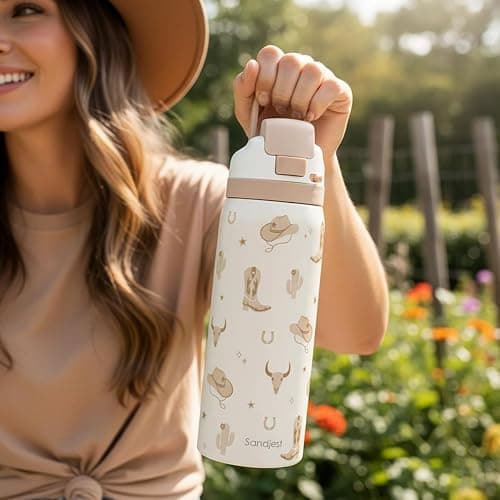 Cowgirl Insulated Stainless Steel Water Bottle with Straw for Sports and Travel, 32oz, Gifts for Women Girls Friends Teens Birthday Christmas thumbnail 2