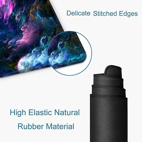 SANWUMIAN Gaming Mouse Pad, Large Non-Slip Rubber Base Mousepad, Keyboard Mouse Mat, Desk Pad with Stitched Edges, 31.5x11.8inch, Dazzling Galaxy thumbnail 5