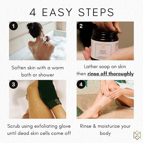 Exfoliating Glove Kessa Mitt Body Scrubber - Dead Skin Remover Shower Glove for Dead Skin Scrubbing and Deep Pore Cleansing - by MoroccanSource (3 Piece spa Set) thumbnail 5