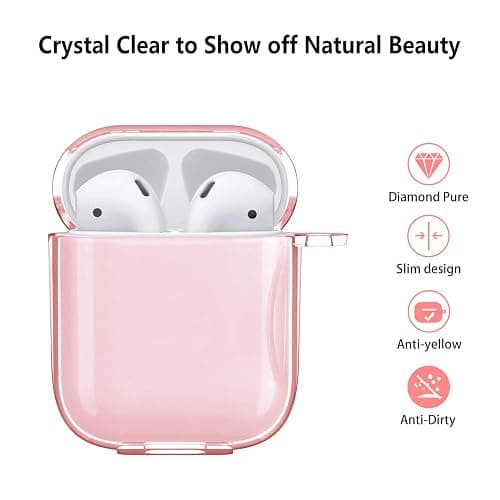 Aircawin for Airpods case Clear,Shockproof Clear Case for Airpod case,Full Protective Soft TPU Drop Protection Accessories Case with Keychain for AirPods Charging Case 2 & 1 for Women Girls Men-Pink thumbnail 3