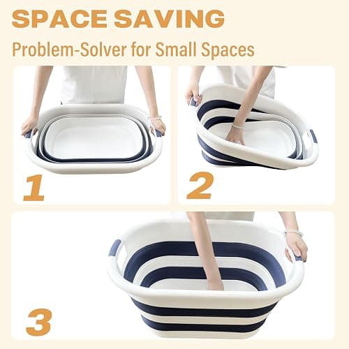 43L(11.5Gallon) Collapsible Laundry Baskets plastic, Pop Up Laundry hamper/Storage Container, Foldable Laundry Basket with Large Capacity,Sturdy,Space Saver (Blue, 2 Packs) thumbnail 7