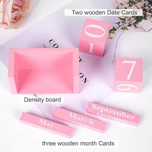 Notakia Pink Decor Wooden Desk Blocks Calendar Perpetual Block Cute Office Pink Desk Accessories Preppy Room Decor for Women thumbnail 6