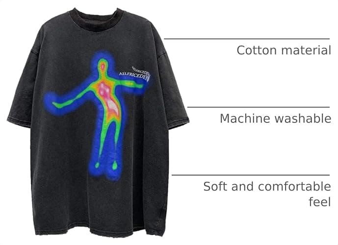 Aelfric Eden Mens Oversized T Shirts Tees Distorted Portrait Print Crew Neck Cotton Tops Streetwear Casual Shirt thumbnail 4