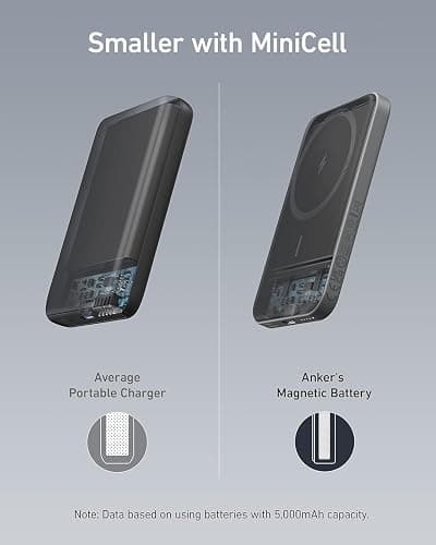 Anker 621 Magnetic Portable Charger (MagGo), 5,000mAh Wireless Power Bank with USB-C Cable, Magsafe-Compatible Battery Pack for iPhone 17/16/15/14/13/12 Series (Black) thumbnail 4