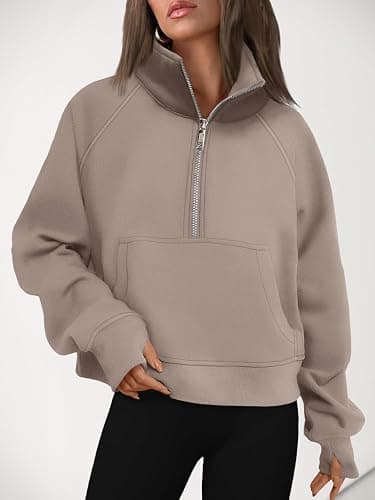 AUTOMET Womens Sweatshirts Half Zip Cropped Pullover Fleece Quarter Zipper Hoodies 2025 Fall Fashion Outfits Clothes thumbnail 6
