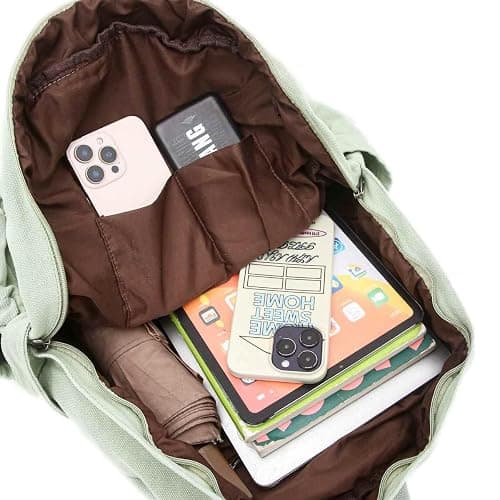 GAMLFL Sage Green Canvas Backpack for Women Retro Aesthetic Rucksack Basic Backpack for High School/College Students Travel Laptop Bag thumbnail 6