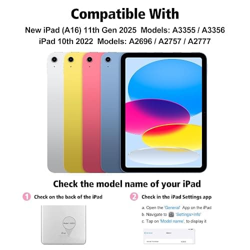 AGARELE Keyboard case for iPad (A16) 11th Gen 2025 11" & iPad 10th Gen 2022 10.9", UK layout Wireless Detachable Folio Keyboard Cover with Pencil Holder, Thin & Light – Light Pink thumbnail 2