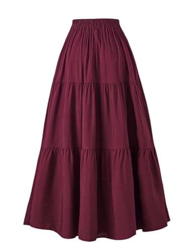 OSTOO Women's Summer Long Flowy Renaissance Skirt with Pockets - Boho High Waist A-Line Maxi Skirt thumbnail 2