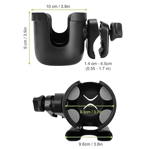 Accmor Stroller Cup Holder with Phone Holder, Bike Cup Holder, Universal Cup Holder for Uppababy Nuna Strollers, 2-in-1 Drinks Holder for Walker, Wheelchair, Scooter thumbnail 9