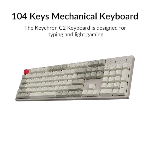 Keychron C2 Full Size Wired Mechanical Keyboard Compatible with Mac, Keychron Red Switch, 104 Keys ABS Retro Color Keycaps Gaming Keyboard for Windows, USB-C Type-C Braid Cable thumbnail 8
