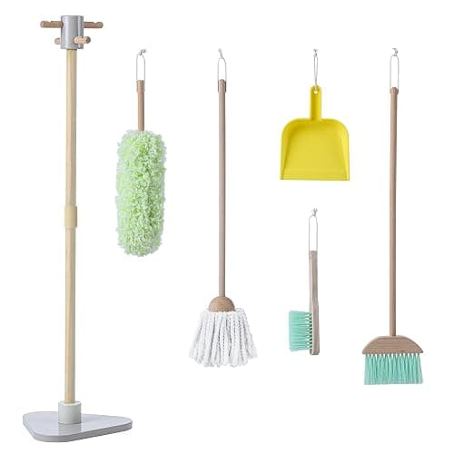 Teamson Kids Little Helper 6-pc. Wooden Toy Household Cleaning Supply Set with Organizing Stand thumbnail 5