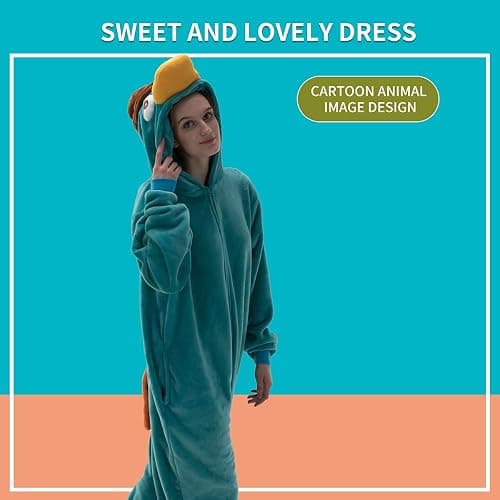 COSUSKET Snug Fit Unisex Adult Onesie Pajamas, Flannel Cosplay Animal One Piece Halloween Costume Sleepwear Homewear thumbnail 4