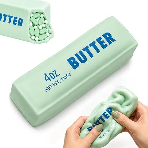 Premium Crunchy Butter Squishy Toy, Realistic Butter Stress Ball with Satisfying ASMR Crunch Sound, Bead Filled Slow Rising Sensory Fidget Toys, Anxiety Relief Gift for Office Home (Mint Green) - Image 1